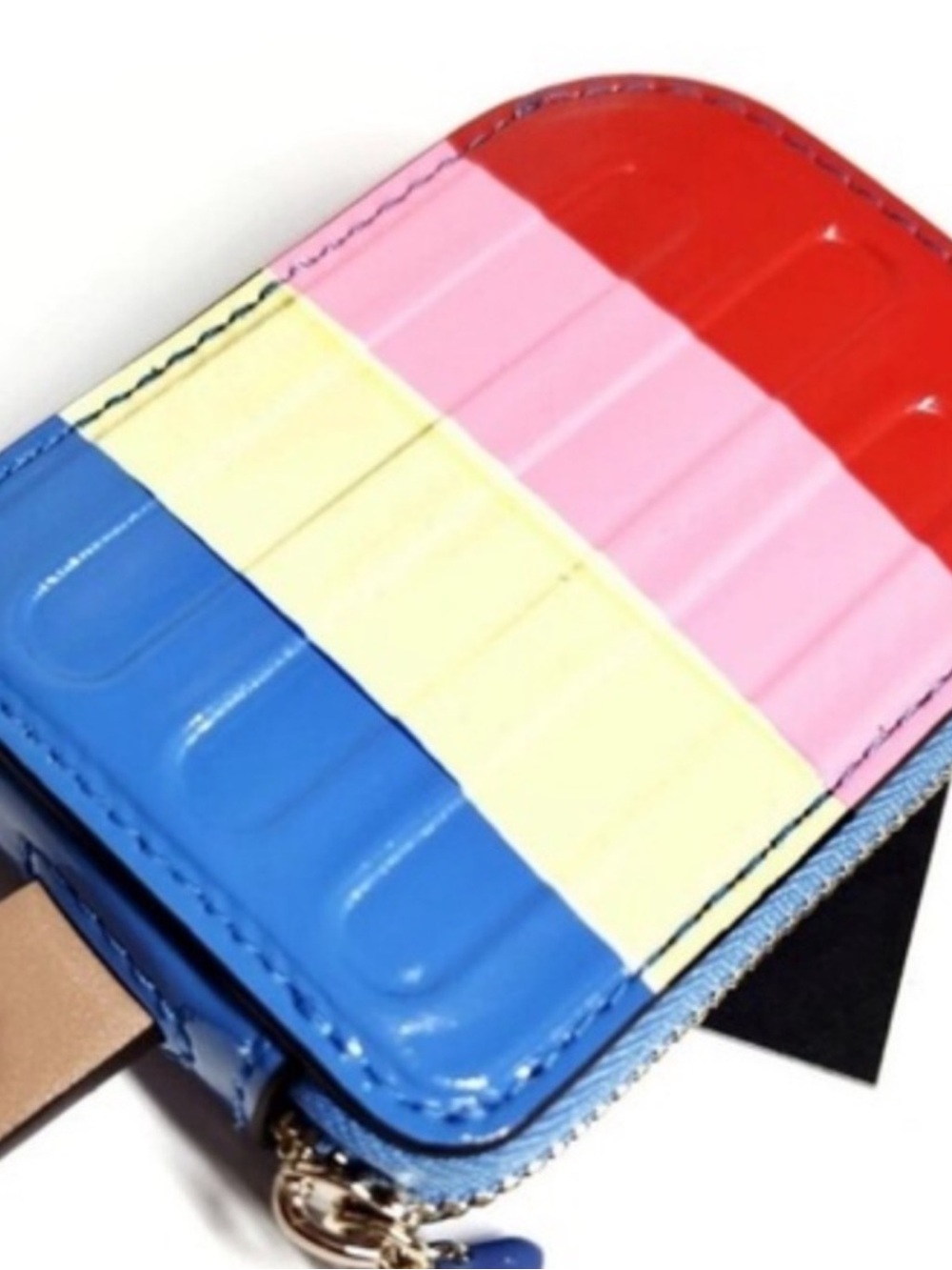 Kate Spade Popicle Glossy Striped Card & Key Holder in Blue, Pink, Yellow, Red